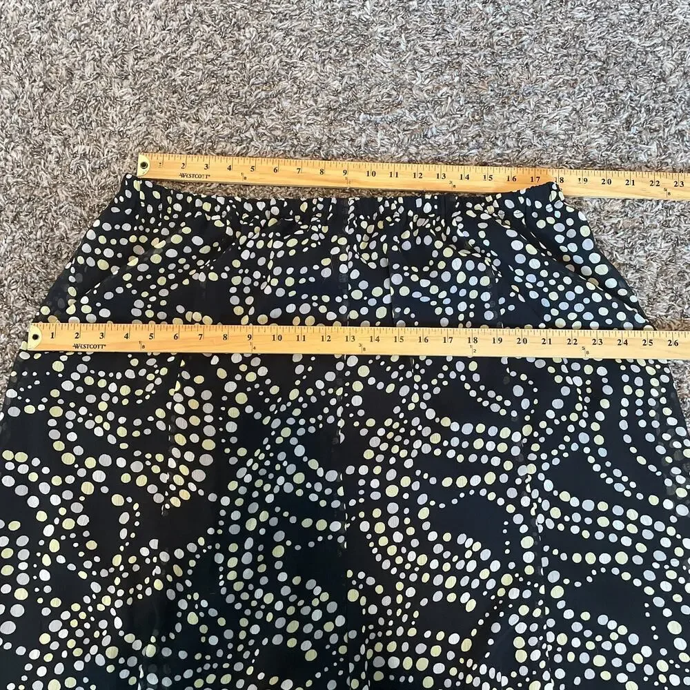 Y2K Skirt Plus Size 24W Black White Polka Dot Chiffon Flowy Pull On Minimal